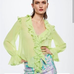 MANGO | Sheer Lime Green Blouse